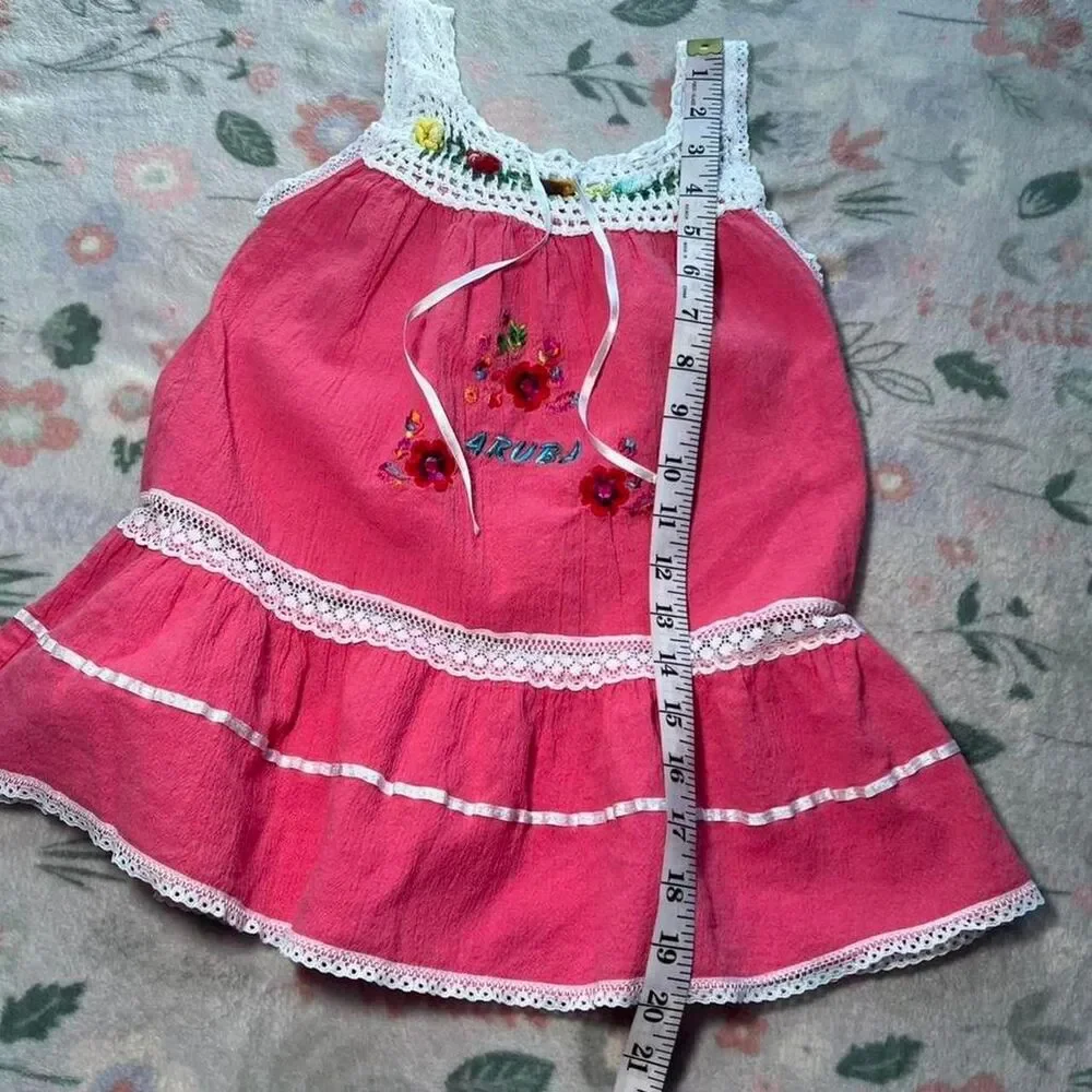 Crochet Lace Folk Dress 4T - Vacation Kidcore Resort Coconut Girl Tropical Y2K